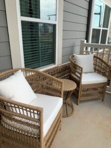 patio/balcony area, rattan patio furniture