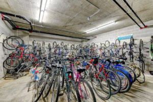 Interior Bike Garage, countless rows of bikes.
